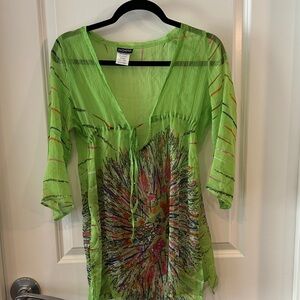 Ingear Sheer Green Abstract Swim Cover-Up – One Size Fits Most